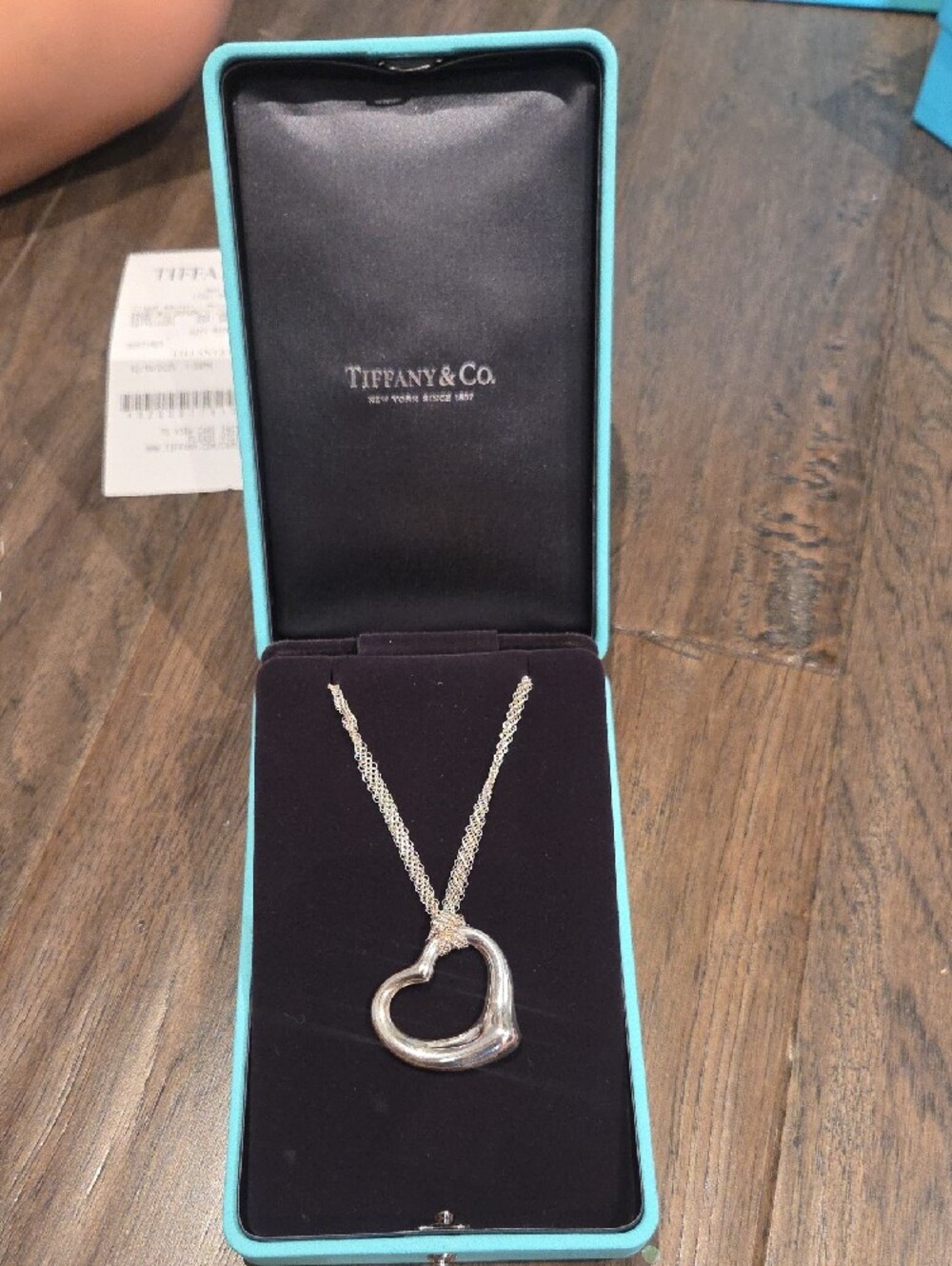 Tiffany & Co. Sterling Silver Open Heart Pendant Necklace with Signature Blue - Picture 6 of 8